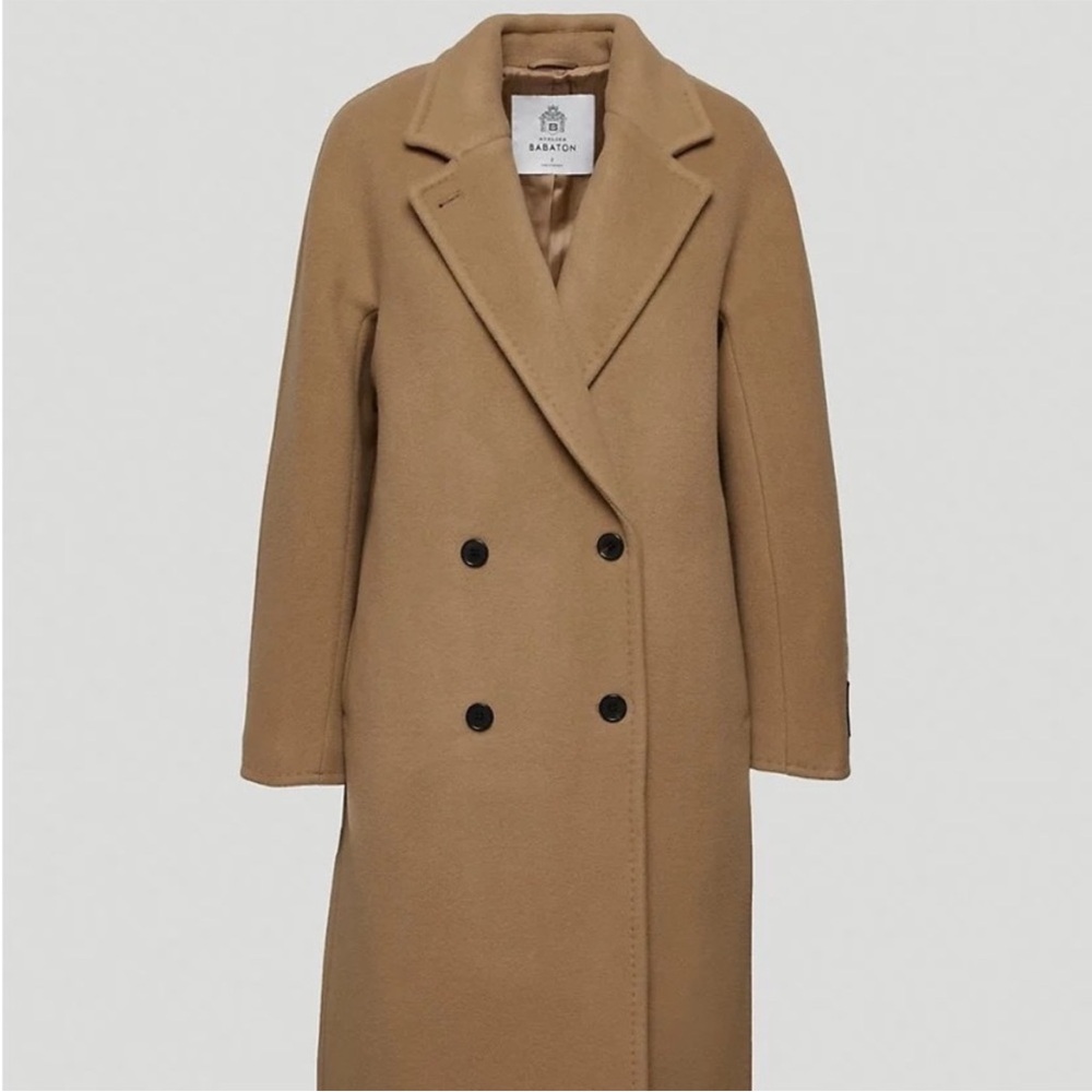 Aritzia Babaton Slouch Coat Italian Wool Cashmere Double Breasted